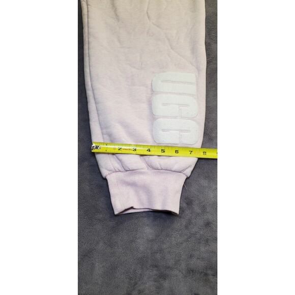 Ugg Sweatpants Sz M Sherpa Lines Joggers Pockets Logo Unisex Pink Winter C21-37 - Picture 3 of 11